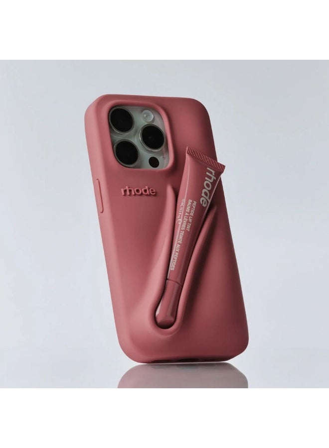 رود جراب هاتف رود لهاتف آيفون 14 برو ماكس مع ملمع شفاه، جراب واقٍ من السيليكون مقاوم للصدمات والخدش، جراب هاتف رود مع حامل أحمر شفاه من السيليكون، مناسب لهاتف آيفون 14 برو ماكس -(بني مالح) - Image 1